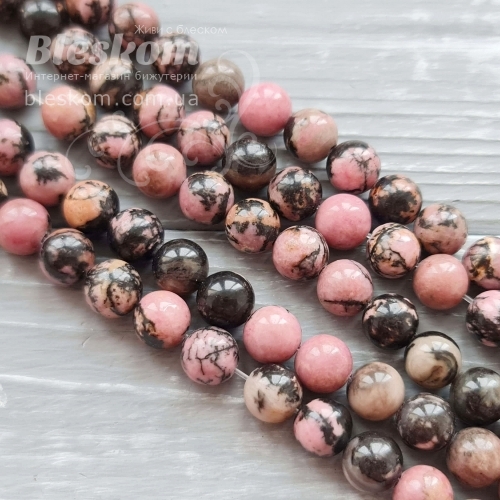 Родоніт Люкс, круглий, натуральний К4203