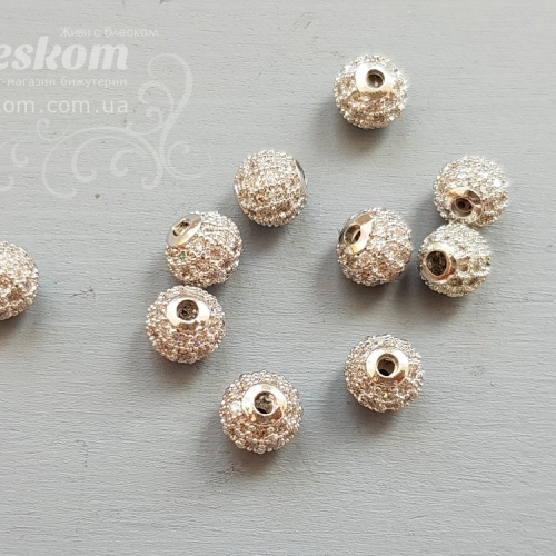 Намистина кругла з фіанітами 15655