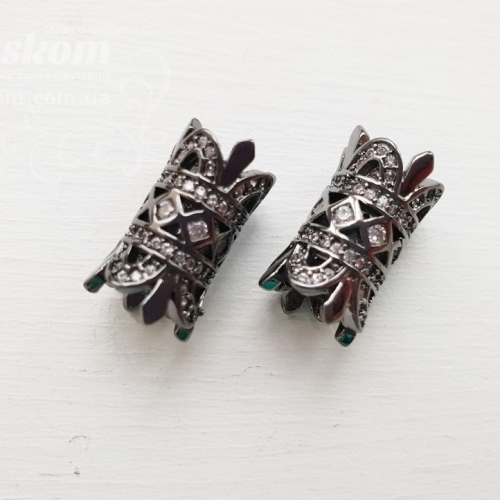 Намистина трубочка ажурна, з фіанітами 15690