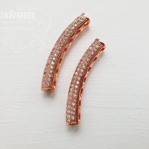 Намистина трубочка з фіанітами 15696