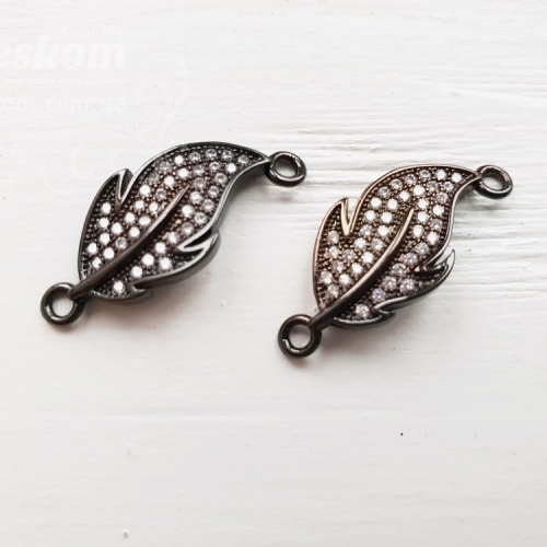 Конектор листочок, з фіанітами 11322