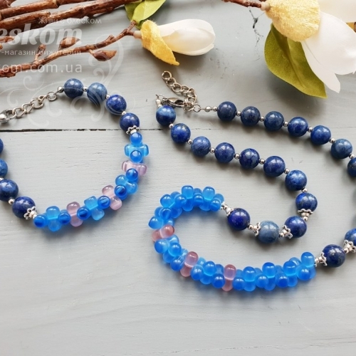 Комплект з лазуритом і котячим оком 1-00231