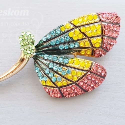 Брошь Бабочка со стразами 3-156