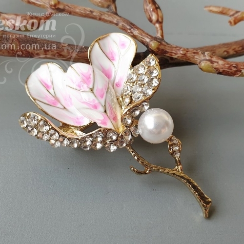 Брошь Цветочек со стразами 3-161