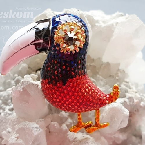 Брошь Пеликан эмаль 3-168