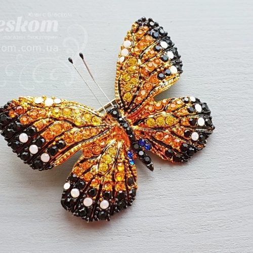 Брошь Бабочка со стразами 3-180