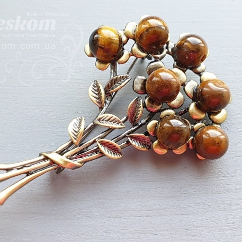 Брошь Букет тигрового глаза 3-197