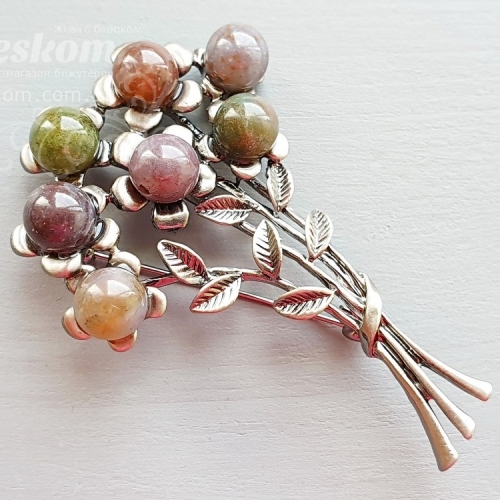 Брошь Букет яшмы 3-199