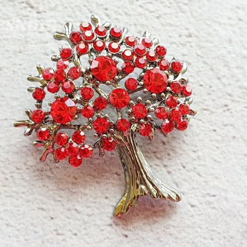 Брошь Дерево со стразами 3-222