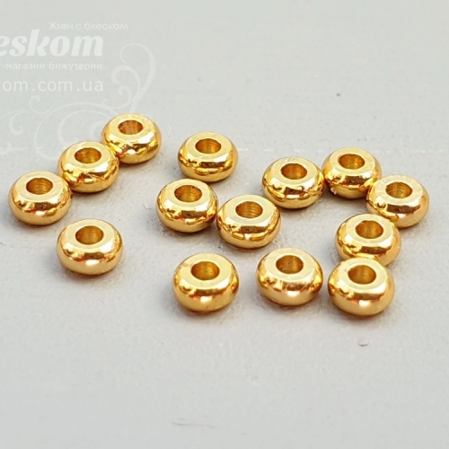 Намистина рондель, нержавіюча, з покриттям, паковання 15737