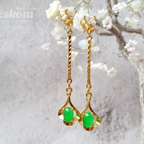 Сережки Xuping з фіанітамі (хризопраз) Х-1012