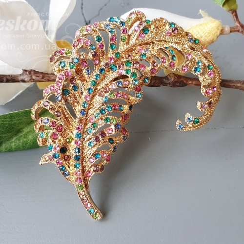Брошь крупная, со стразами 3-243