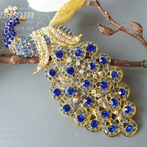 Брошь крупная, Жар-птица, со стразами 3-244