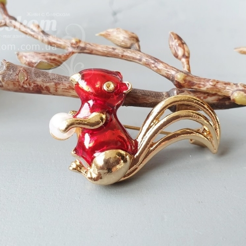 Брошь Белочка 3-256
