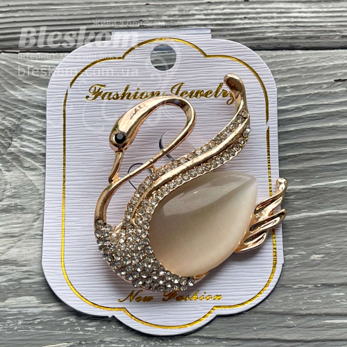 Брошь Лебедь со стразами 3-257