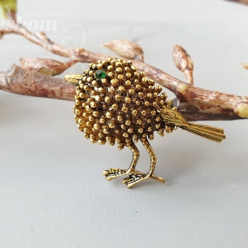 Брошь Птица со стразами 3-260