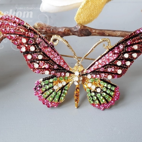 Брошь Бабочка со стразами 3-264