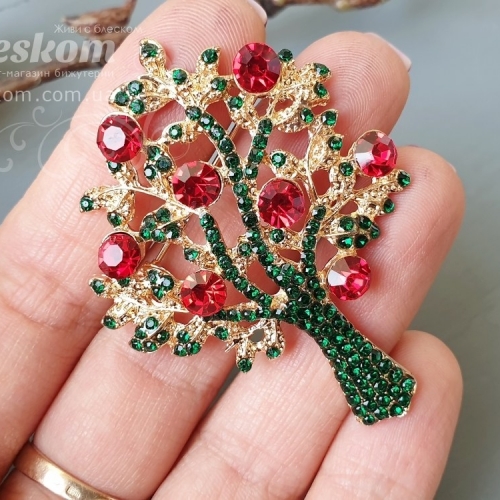 Брошь Дерево со стразами 3-278
