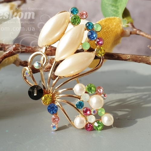 Брошь Бабочка со стразами 3-284