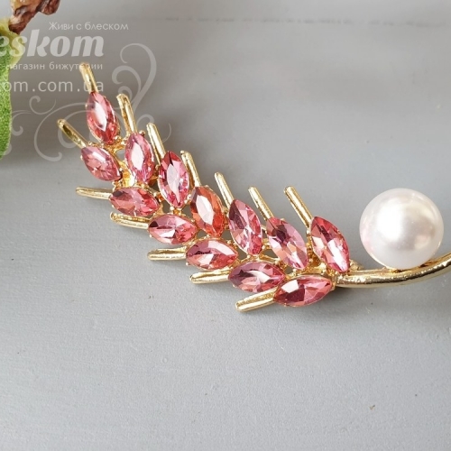 Брошь Веточка со стразами 3-285