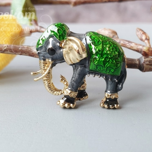 Брошь индийский слон со стразами 3-297