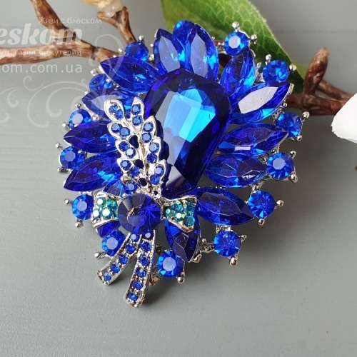 Брошь Веточка со стразами 3-305