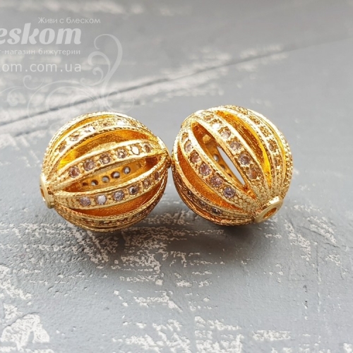 Намистина Кавун, з фіанітами (білі) 15763