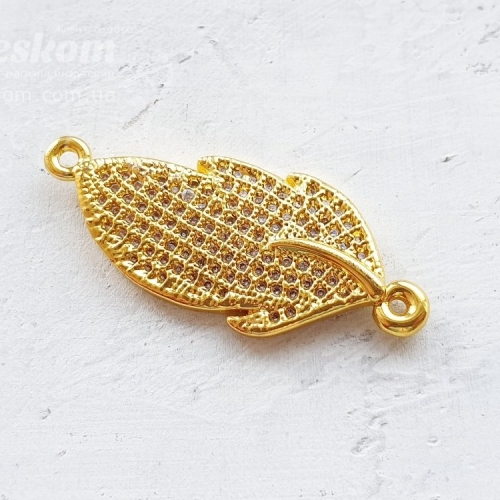 Конектор листочок, з фіанітами 30041