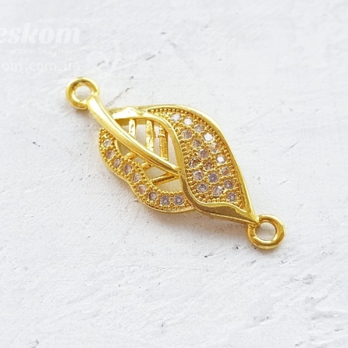 Конектор листочок, з фіанітами 30043