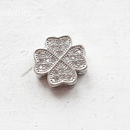 намистина протяжка клевер, з фіанітами 30061