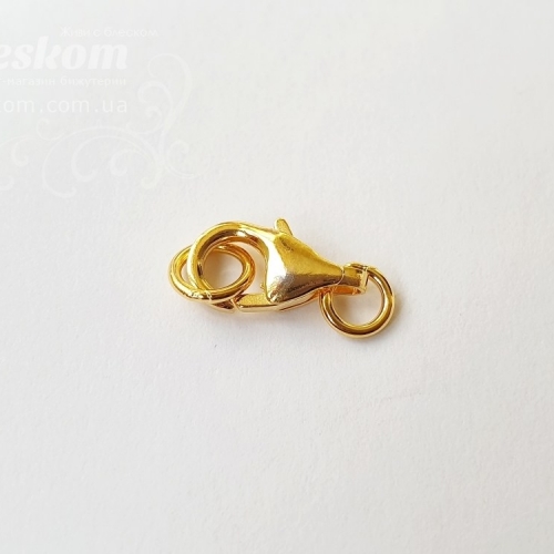 Замочок карабін з колечками, паяні,  925 проба, 925-112