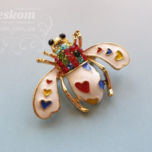 Брошь Жук со стразами 3-340