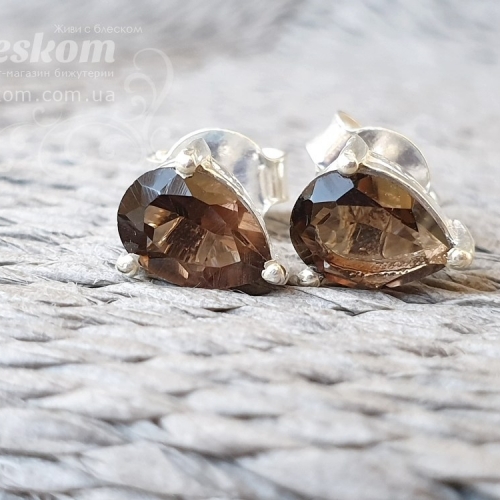 Сережки-гвоздики, раухтопаз с461