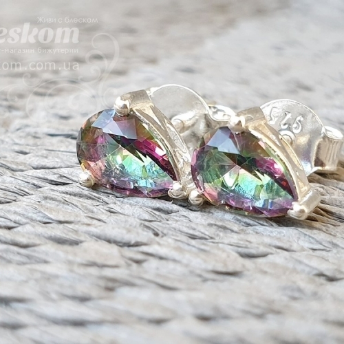 Сережки-гвоздики, містик топаз с462