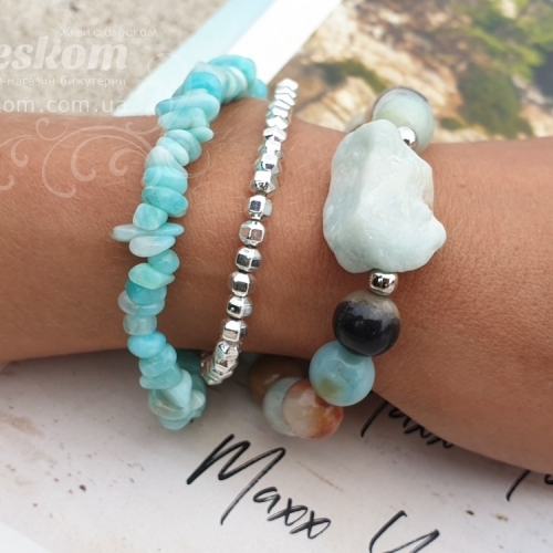 Браслет из амазонита и гематита 1-252