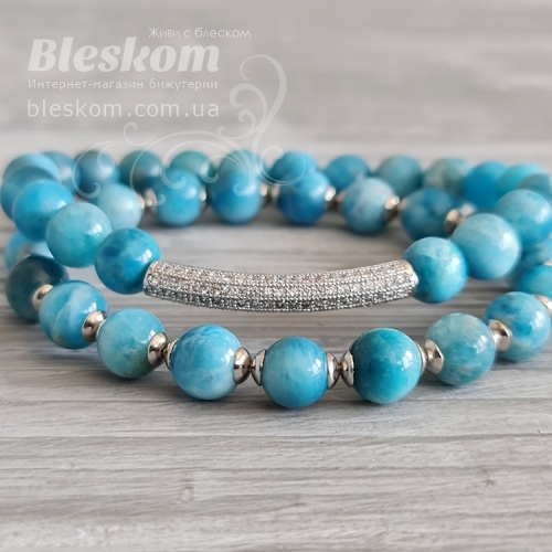 Браслет из индийского апатита и люкс фурнитуры 1-261