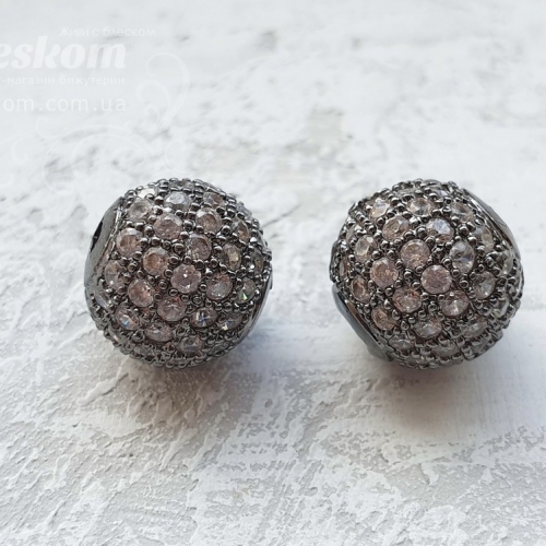 Намистина кругла, з фіанітами (білі) 30109