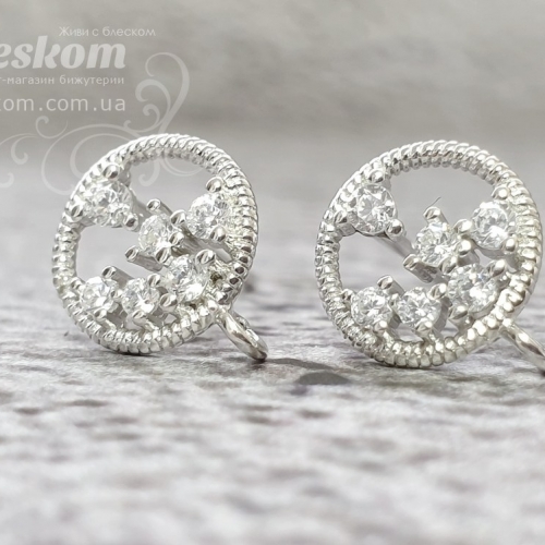 Швензи з фіанітами, гвоздик, 925 проба 925-165