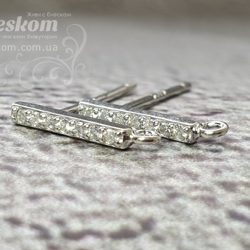 Швензи з фіанітами, гвоздик, 925 проба 925-170