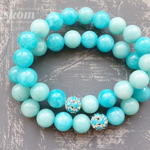 Браслет из кварца (аквамарин), сет 1-302