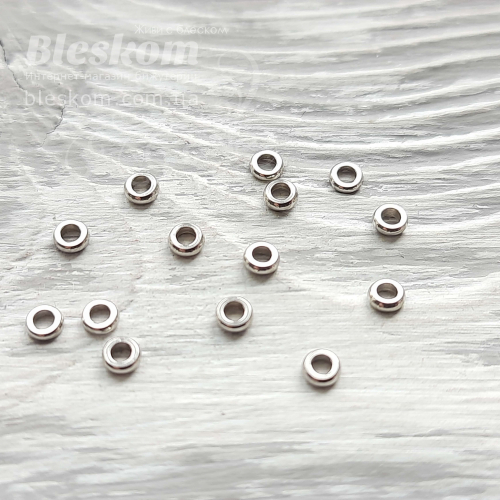 Намистина рондель, нержавіюча, паковання 30135