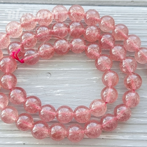 Полуничний кварц, круглий, натуральний, люкс К5163